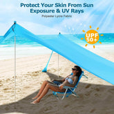 Beach Tent Sun Shelter - UPF50+ Pop Up Beach Canopy with Sand